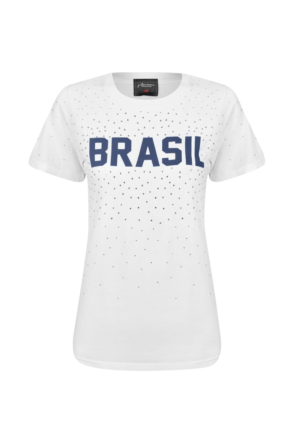 Camiseta Brasil Strass Branco - Personalizável