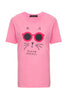 Camiseta Gato Óculos Rosa