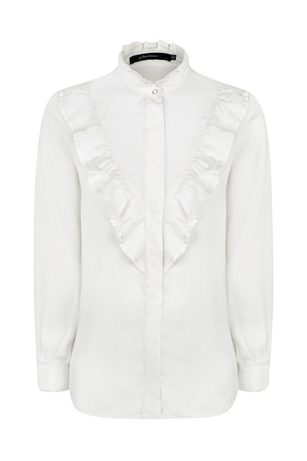 Camisa Babados Tencel Off White