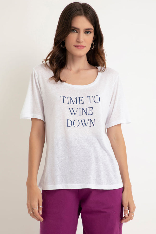 Camiseta Time To Wine Down Branco