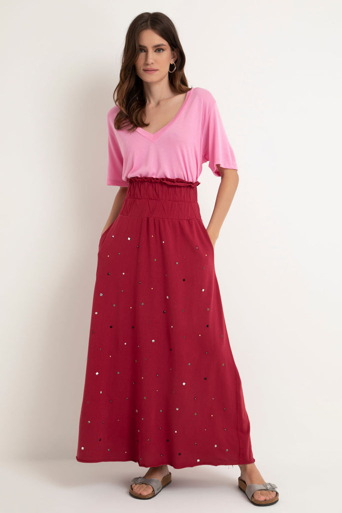 Camiseta Maxi Decote Rosa