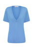 Camiseta Maxi Decote Azul Claro