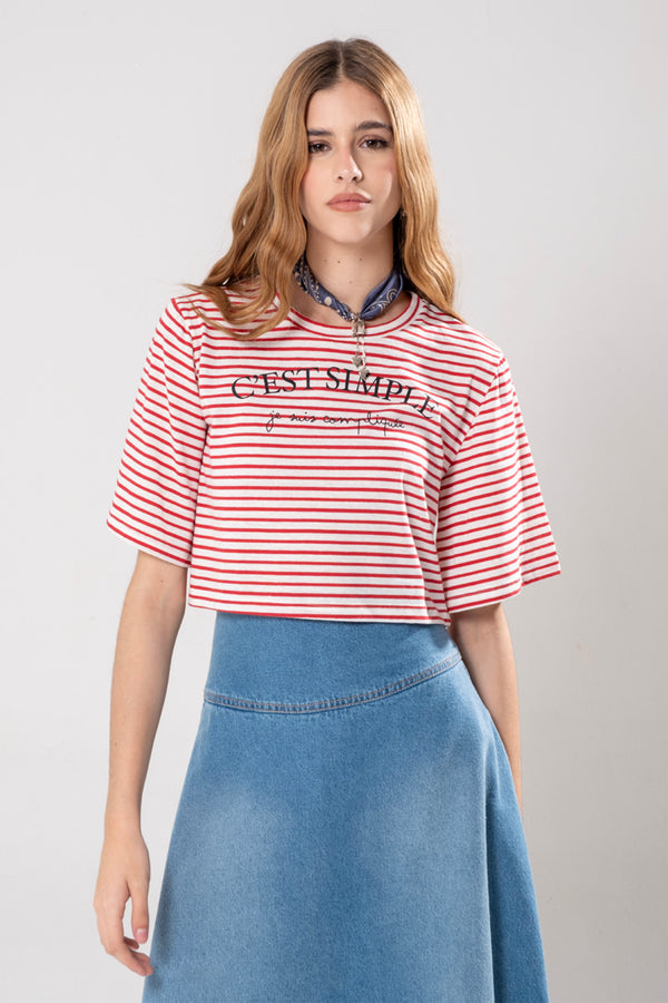 Camiseta Cropped Listras