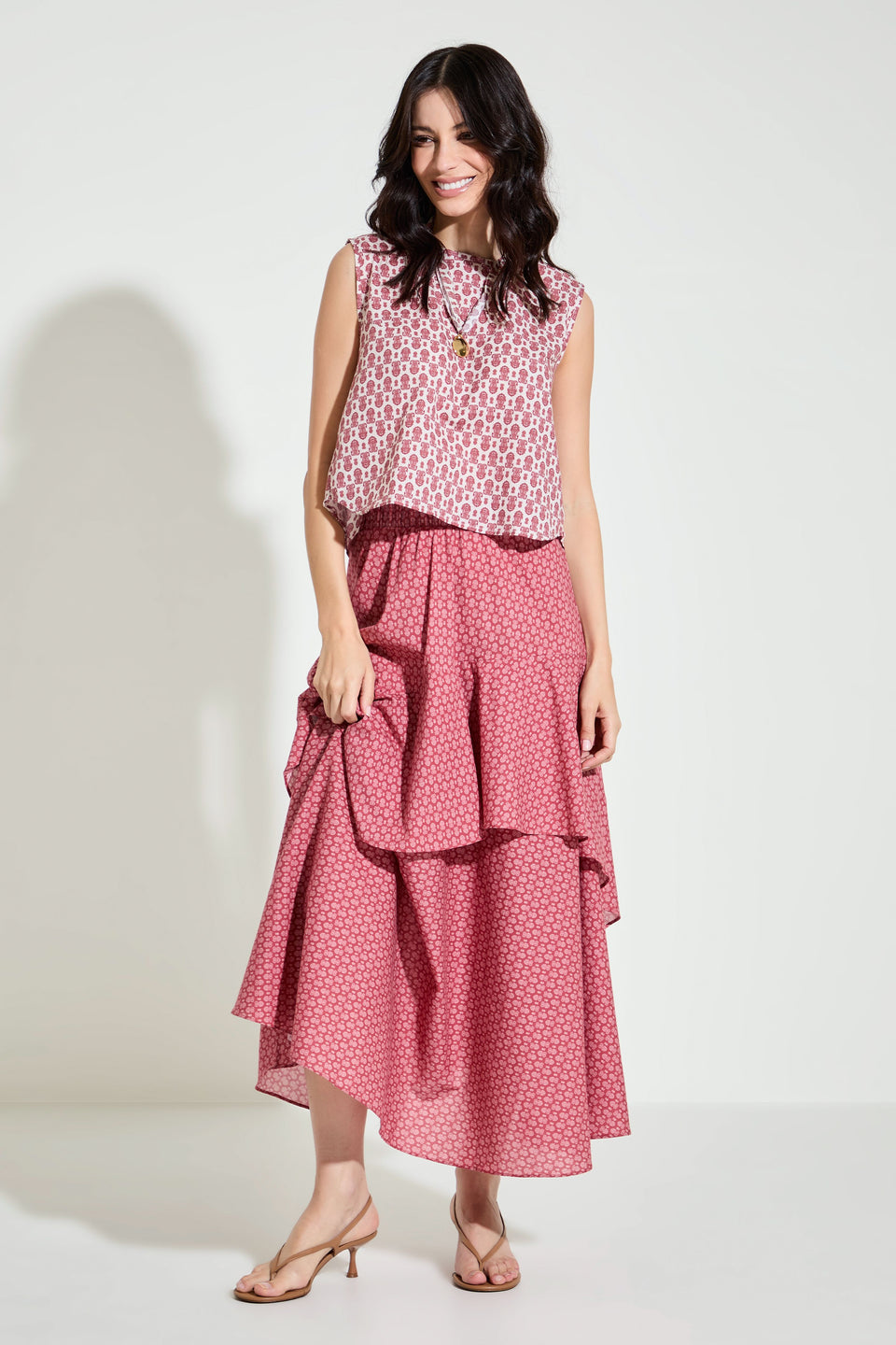 Saia Babados Algodão Paisley