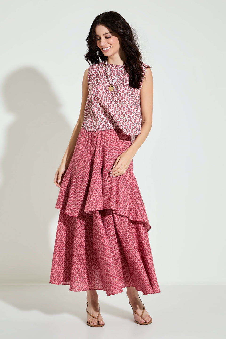 Saia Babados Algodão Paisley