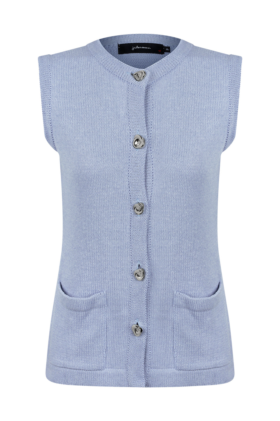 Colete Tricot Botões Azul