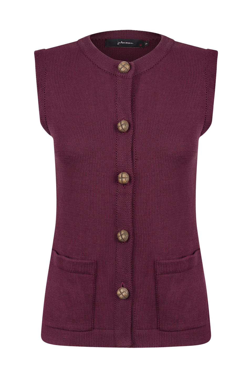 Colete Tricot Botões Vinho