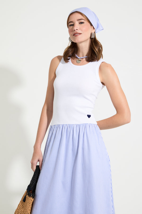 Vestido Canelado Listras Leona