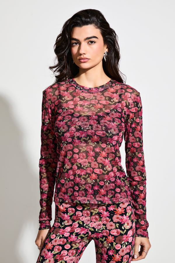 Blusa Tule Floral Vintage