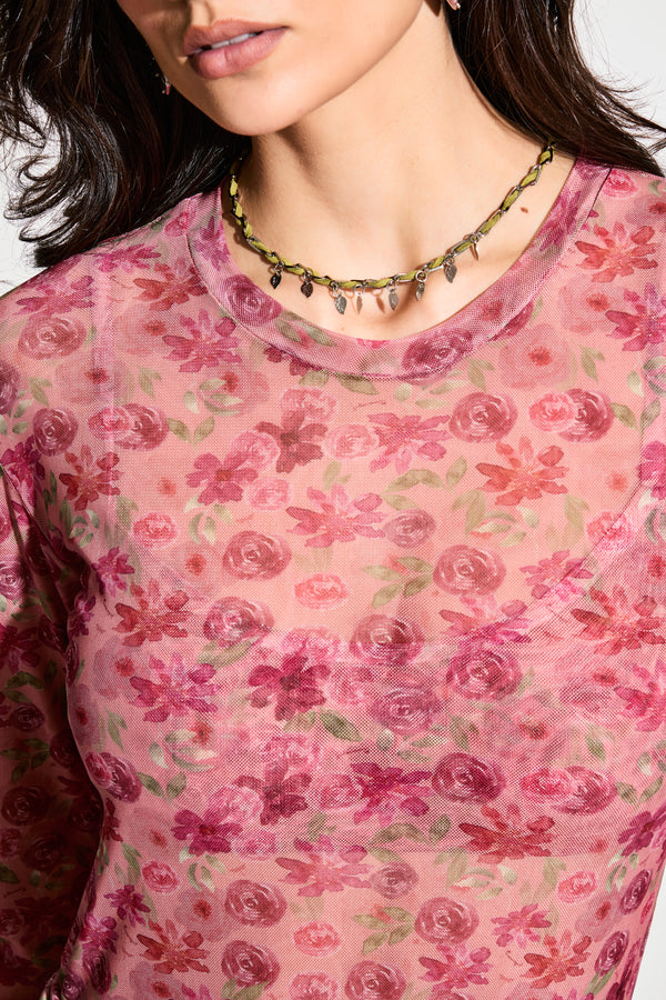 Blusa Tule Floral Vintage