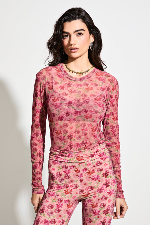 Blusa Tule Floral Vintage