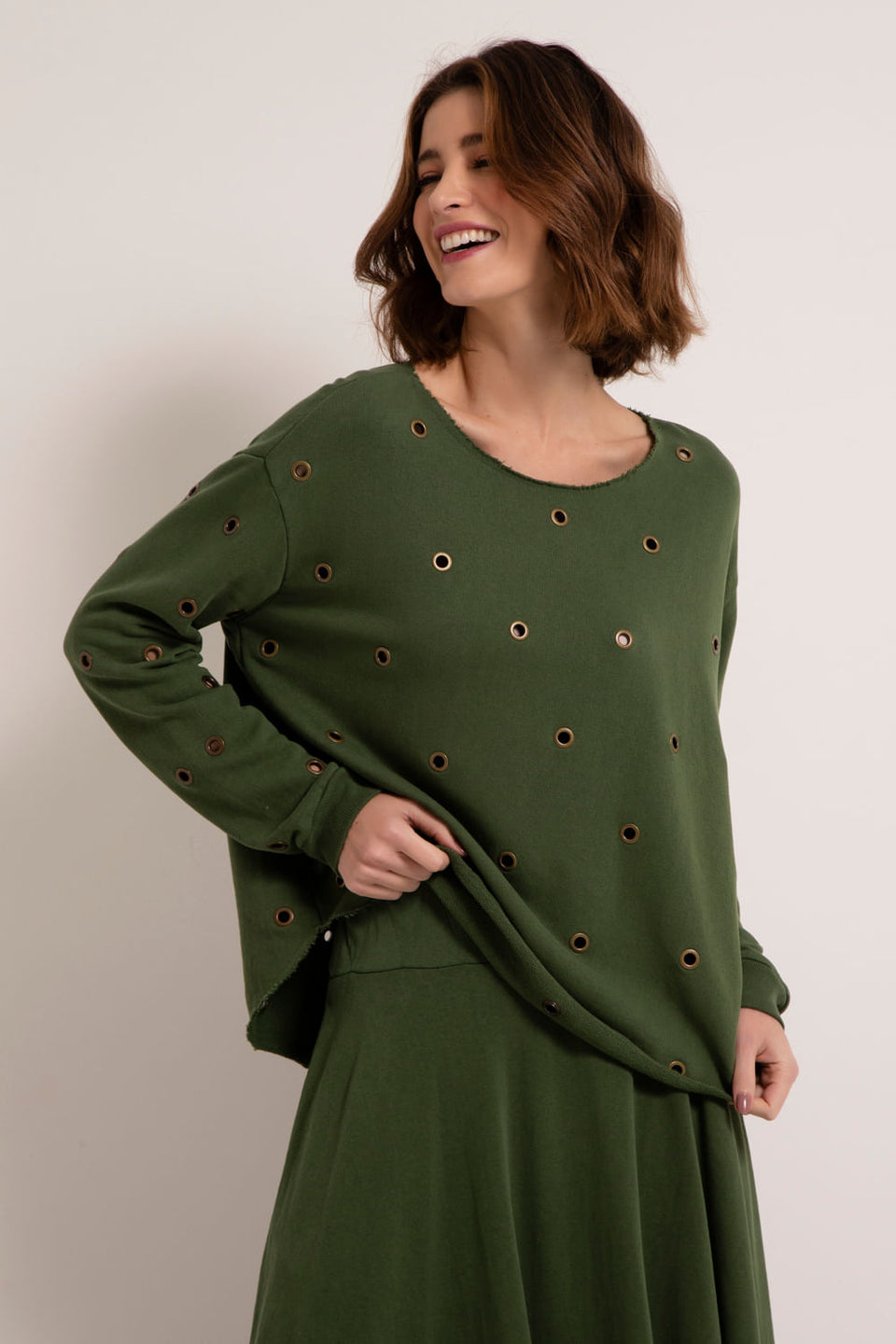 Blusa Moletom Ilhós Verde Militar