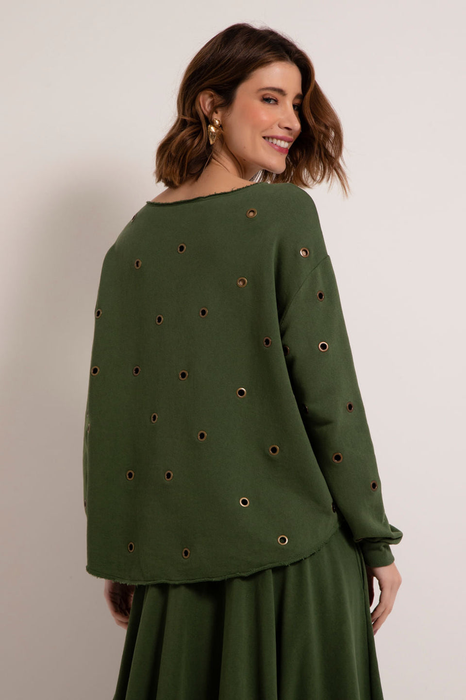 Blusa Moletom Ilhós Verde Militar