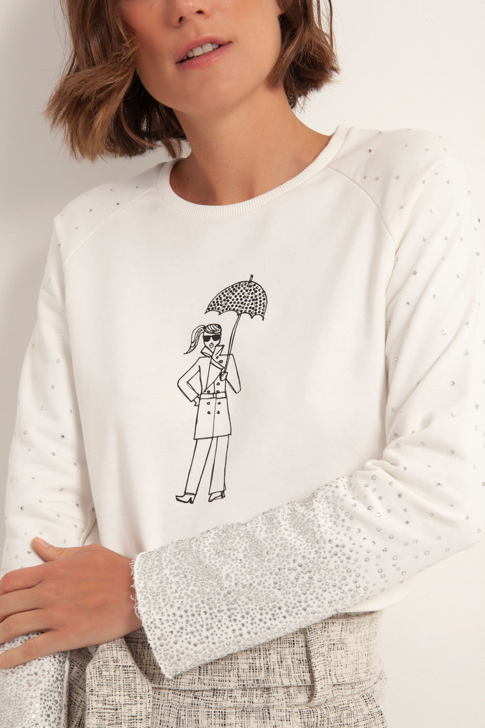 Blusa Moletom Menina Guarda-Chuva Off White