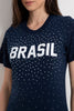 Camiseta Brasil Strass Azul Marinho - Personalizável