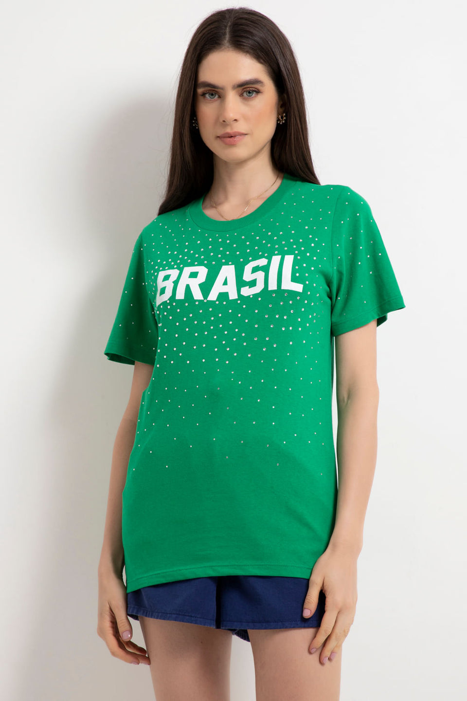 Camiseta Brasil Strass Verde - Personalizável
