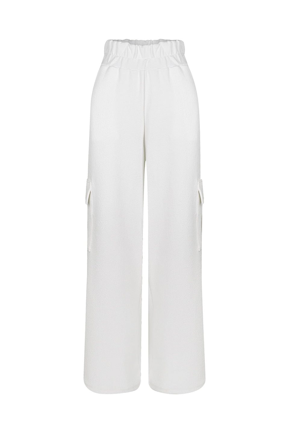 Calça Cargo Pantalona New Crepe Branco