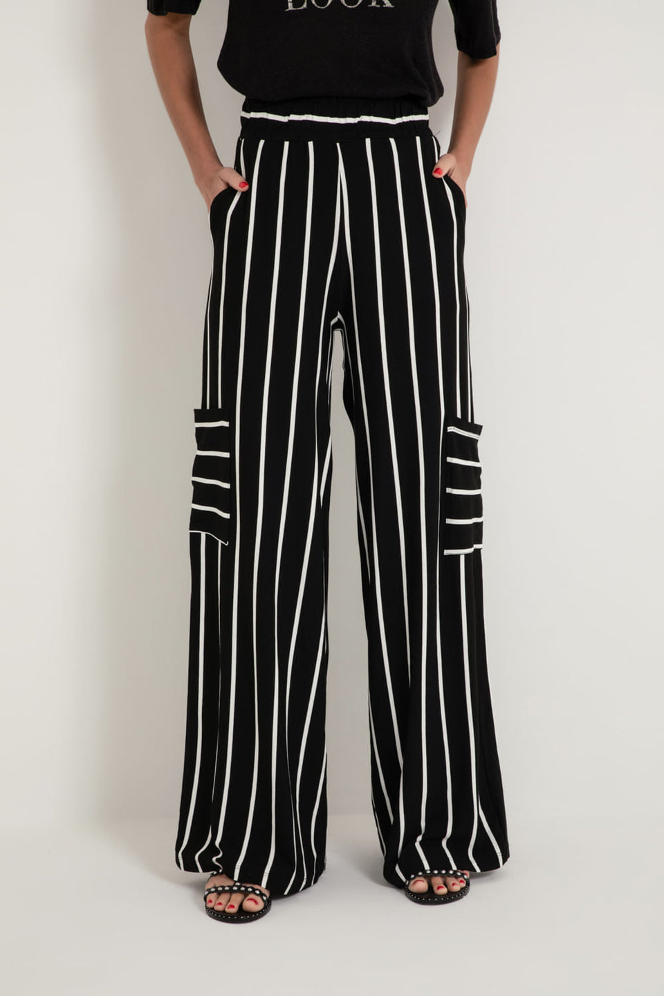 Calça Pantalona Listra Preta