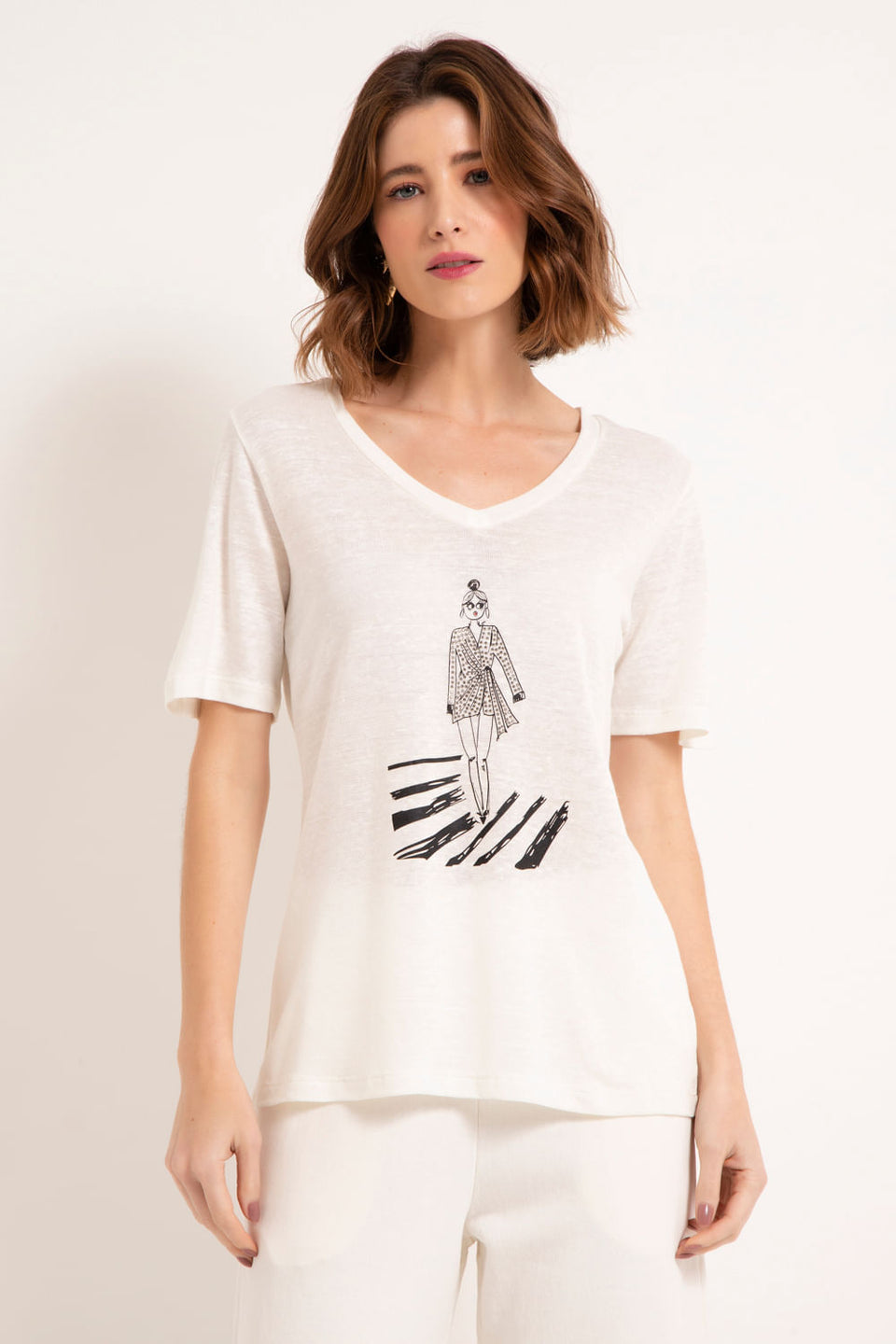 Camiseta Menina Fashion Off White