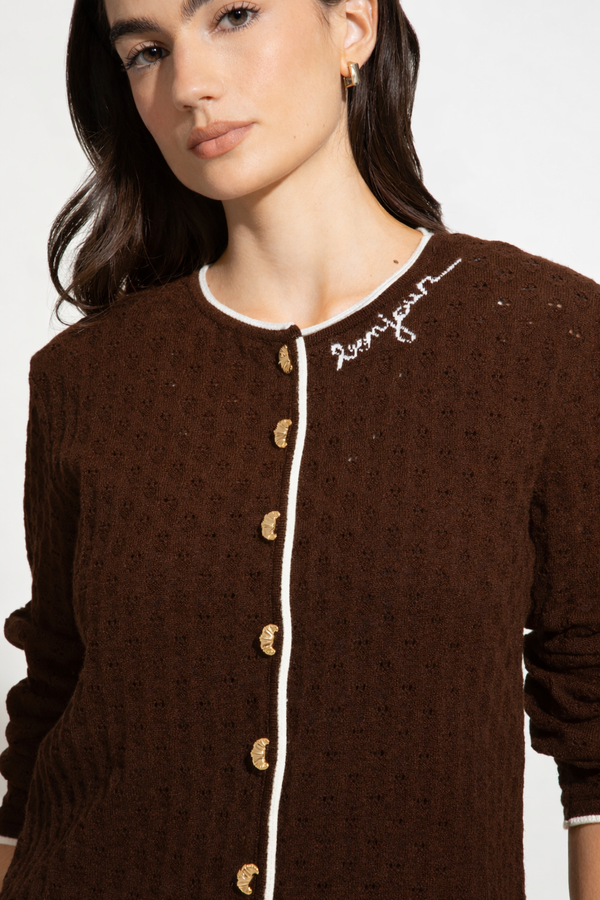 Cardigan Tricot Renda  Bonjour