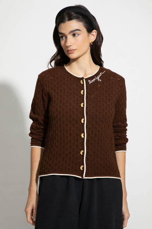 Cardigan Tricot Renda  Bonjour