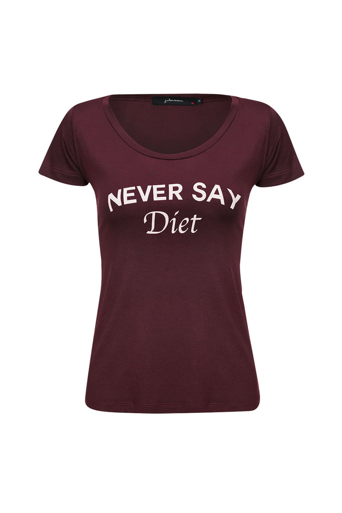 Camiseta Never Say Diet Vinho