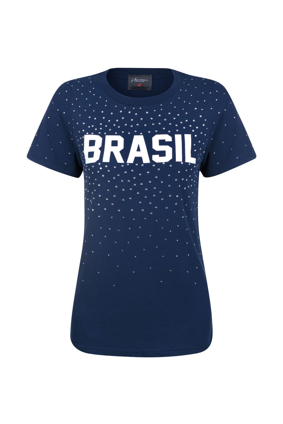 Camiseta Brasil Strass Azul Marinho - Personalizável