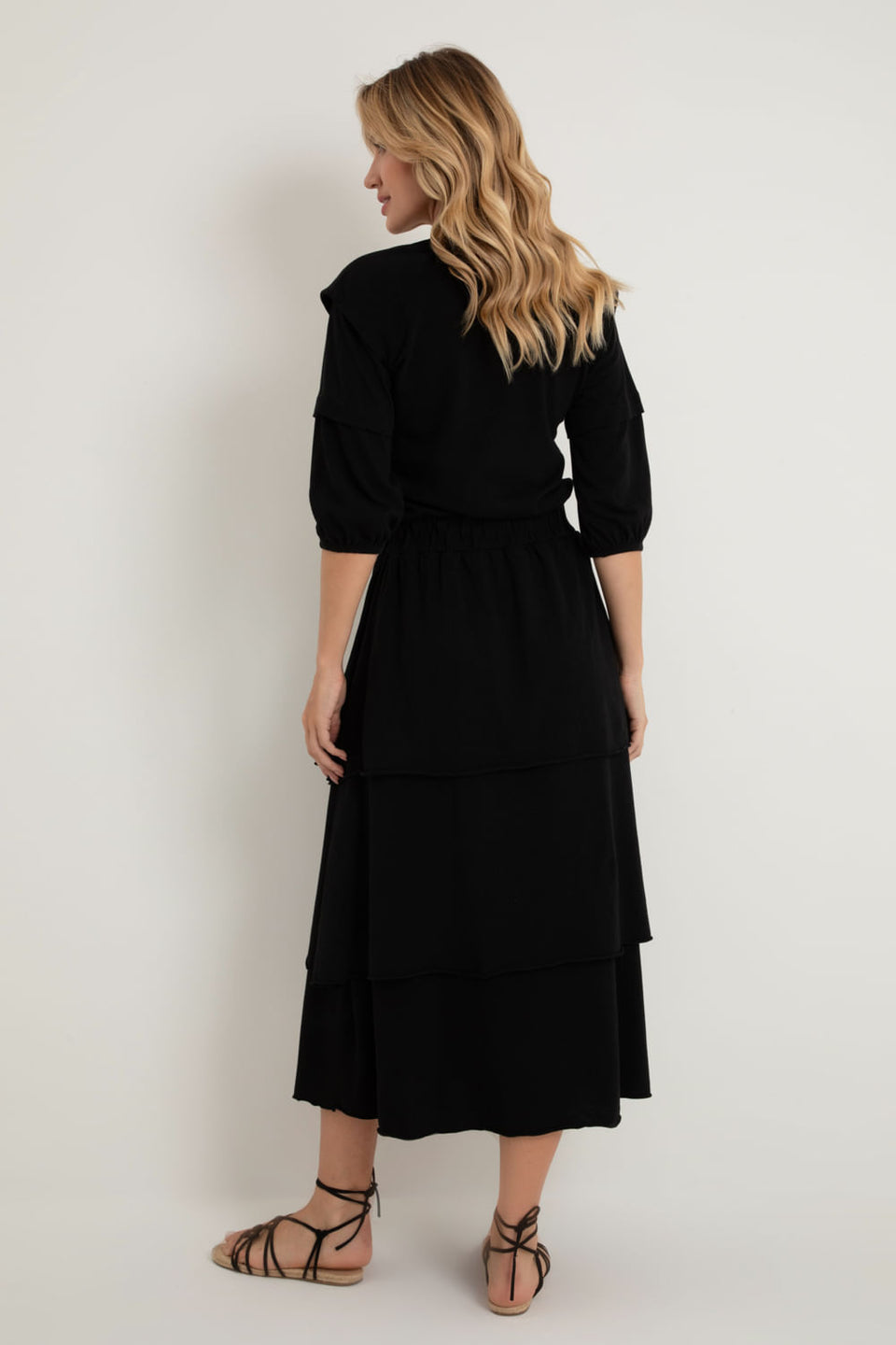 Vestido Longo Babado Preto