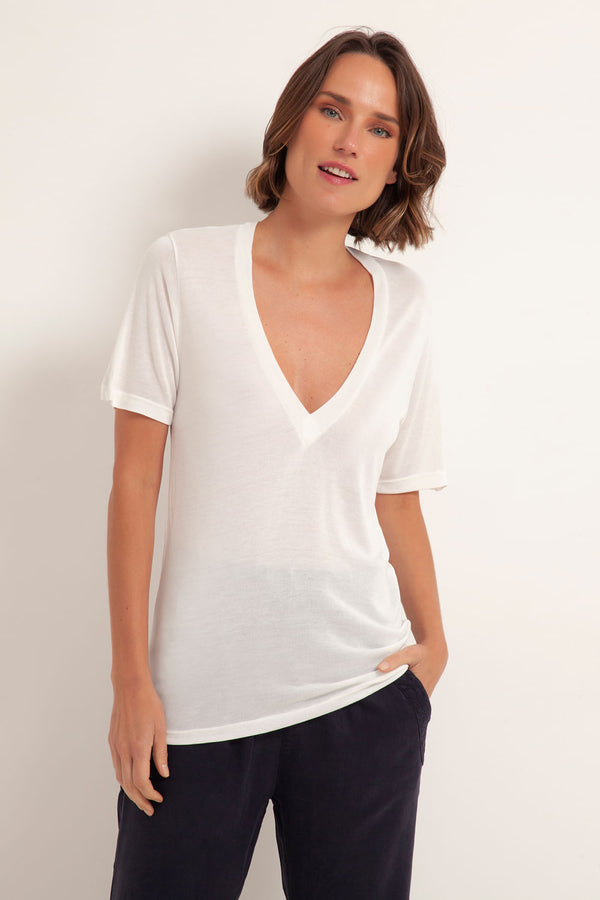 Camiseta Maxi Decote Branco