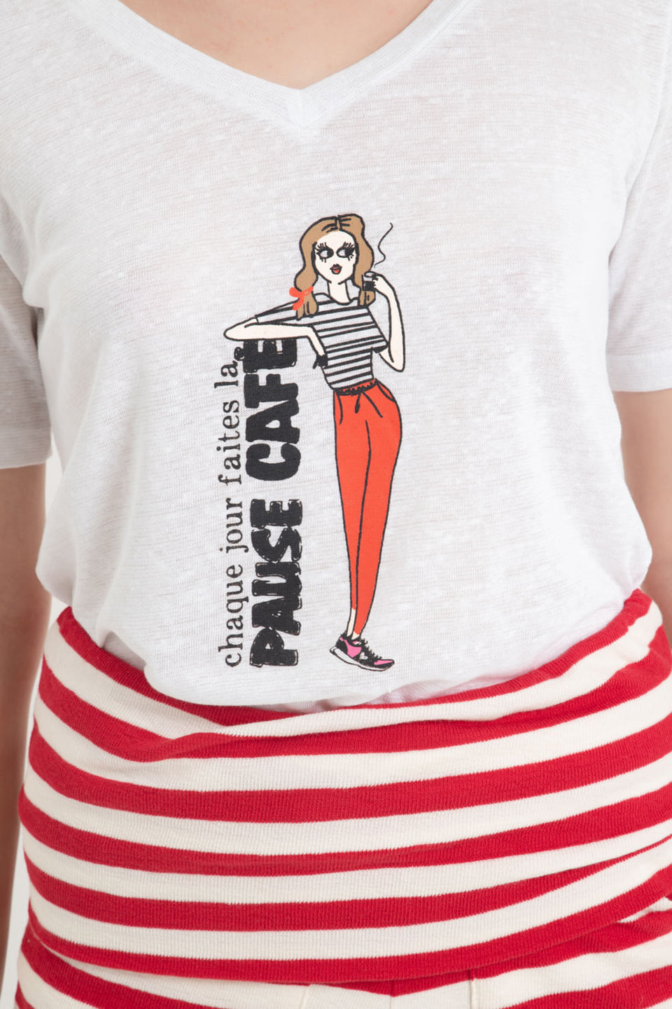 Camiseta Menina Pause Café Branco