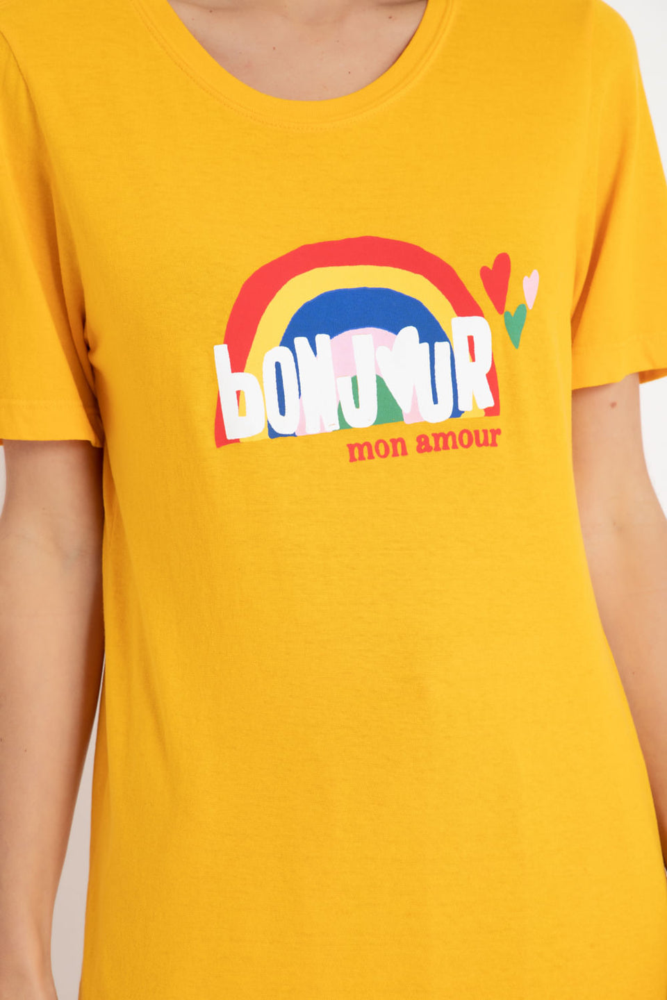 Camiseta Bonjour Mon Amour Amarelo