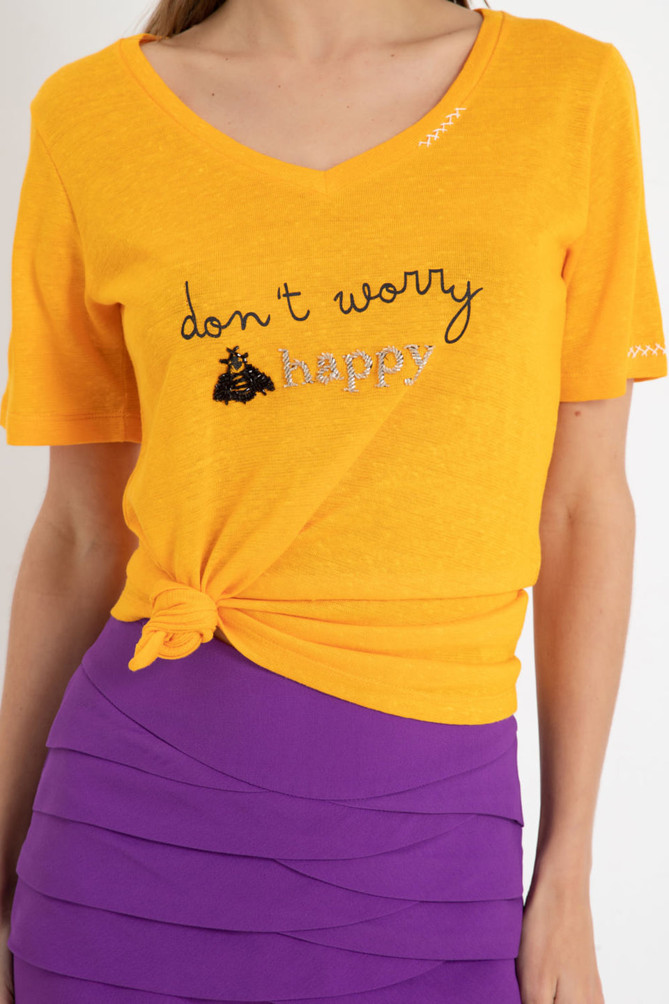Camiseta Don't Worry Amarelo
