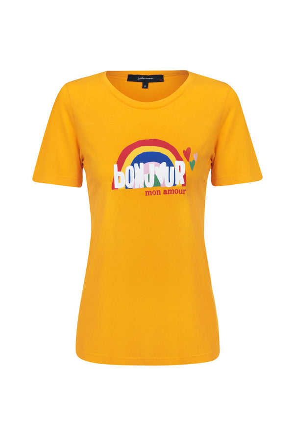 Camiseta Bonjour Mon Amour Amarelo