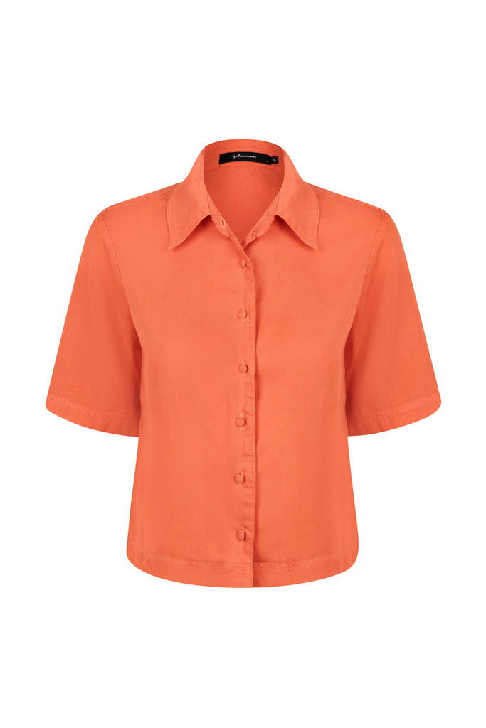 Camisa Tencel Manga Curta Laranja