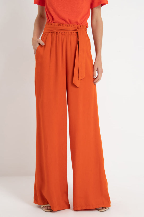 Calça Pantalona Tencel Laranja