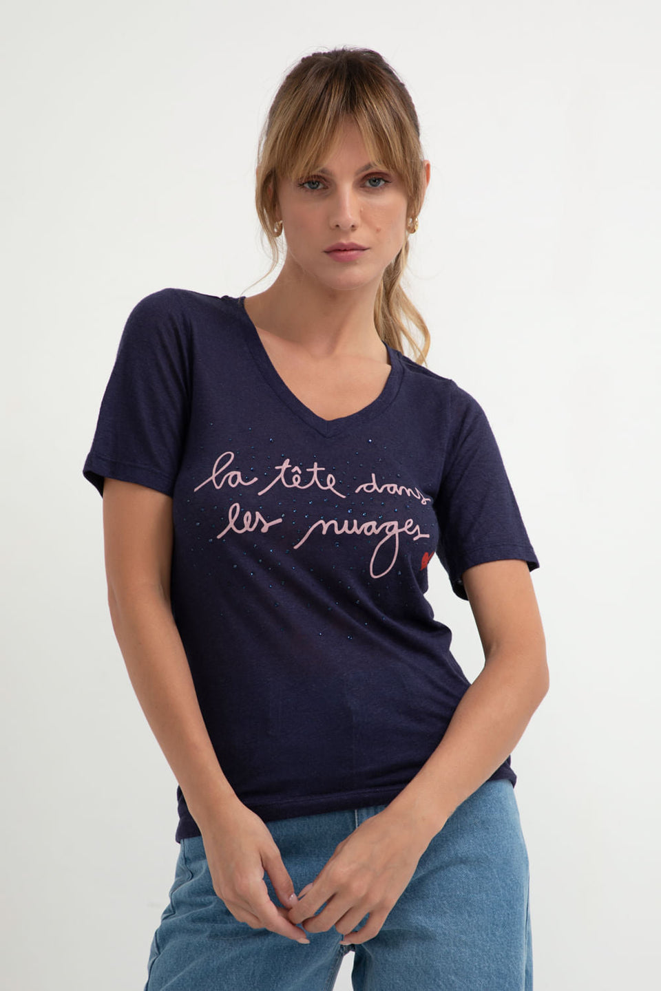 Camiseta La Tete Dans Azul Marinho