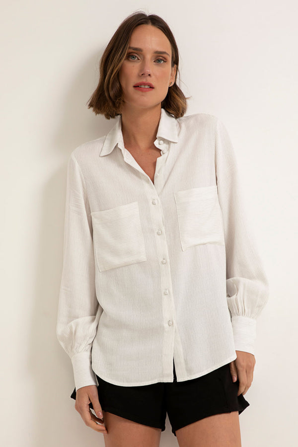 Camisa Felipa Prata e Off White