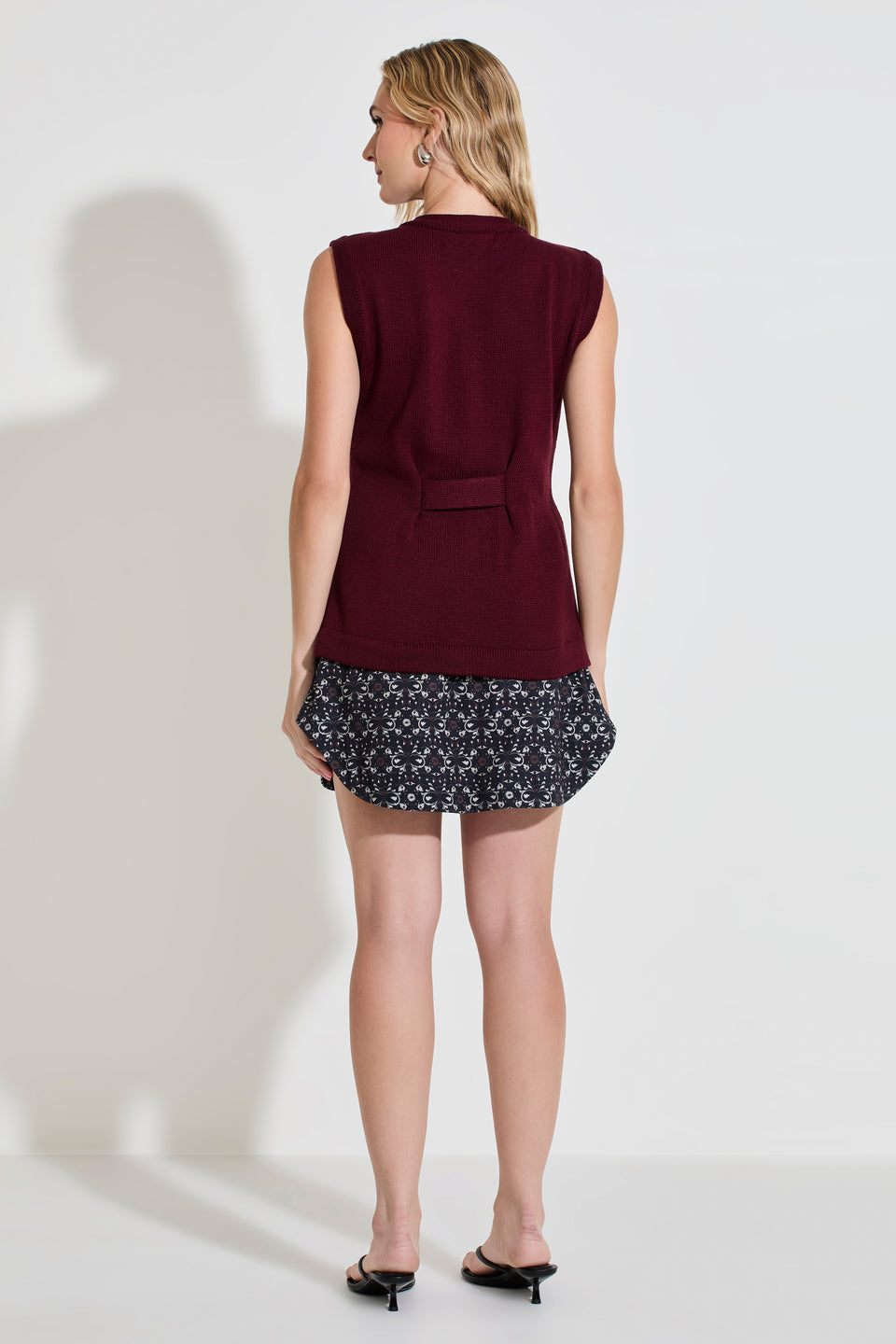 Colete Tricot Botões Vinho